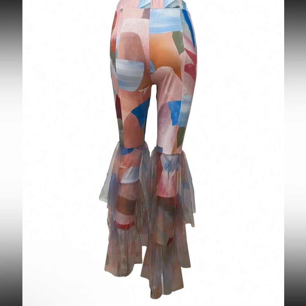 Colorful Patchwork Ruffle Pants - image 2